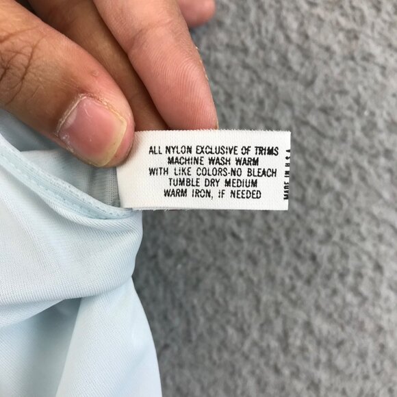 Vintage Shadowline Bridgerton Nightgown Boudoir PJs size 10 petite Blue 70s Lace - Picture 9 of 14